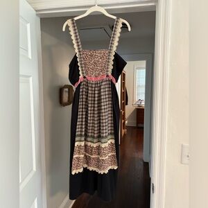 Young Edwardian Cottagecore Peasant Square Neck 70s Dress 9 Medium